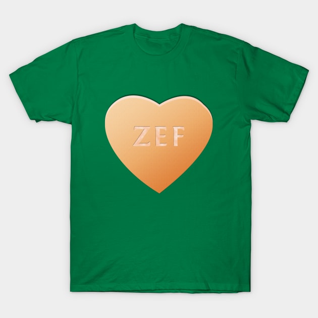 Zef Candy Heart - Orange T-Shirt by LozMac